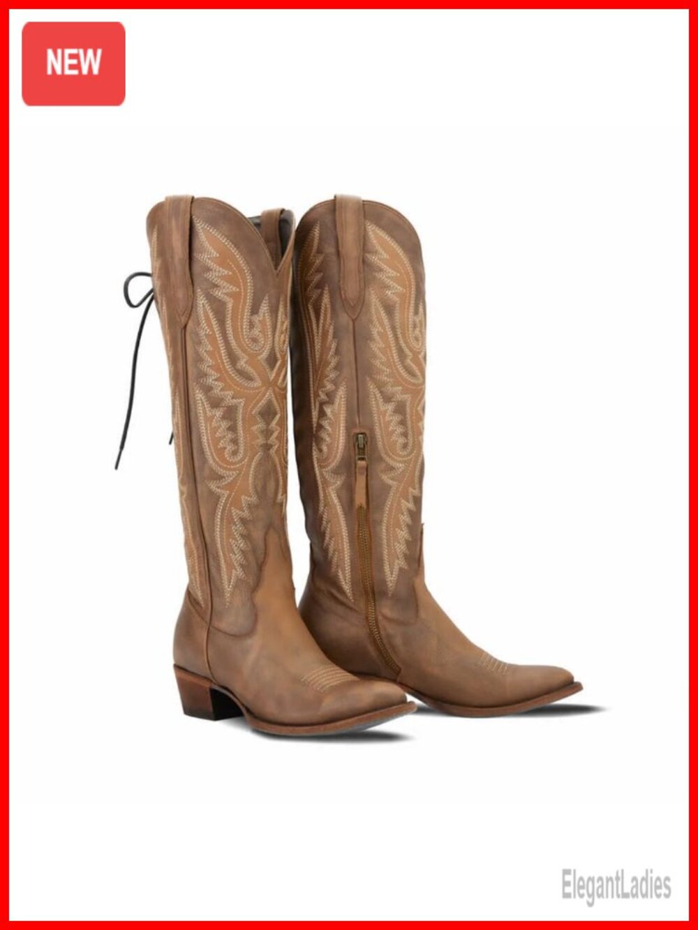 MissHeel Over the Knee Cowboy Boots Adjustable Thigh High Cowgirl Boots